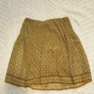 Yellow Floral Patterned Mini Skirt